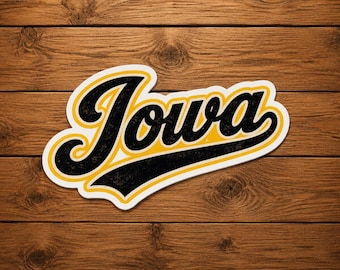 Vintage Iowa Script Sticker, Retro Hawkeye State Vinyl Decal