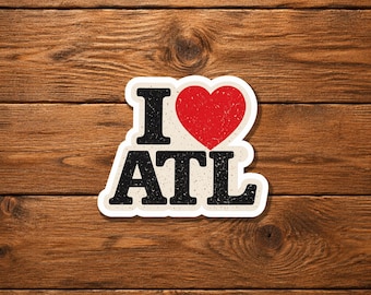 I Love ATL-sticker, vintage Atlanta hart gestanst vinyl sticker