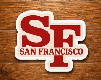 Rode retro SF-sticker, vintage San Francisco-sticker, weerbestendig vinyl
