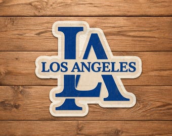 Vintage Blue LA Sticker, Retro Los Angeles Decal, Distressed Design