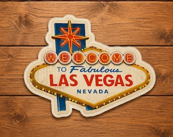 Vintage Las Vegas Neon Sign Sticker, Retro Nevada Decal