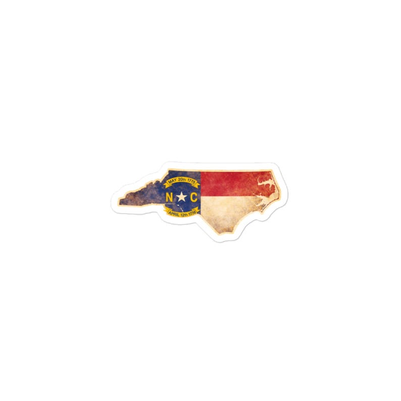 North Carolina State Die-Cut Sticker, Vintage NC Flag Vinyl Sticker, North Carolina Outline Decal, Southern State Pride