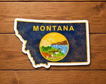 Montana State Flag Die-Cut Sticker, Vintage Big Sky Country Decal