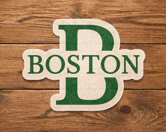 Vintage sticker Boston B, klassieke groene collegiale sticker