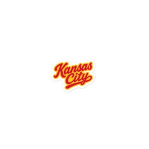 Kansas City Script Sticker, Retro Red & Gold KC Decal, Vintage Cursive Kansas City Sticker
