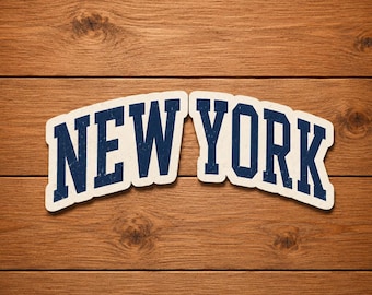 Sticker New York Collegiate, retro vinylsticker, vintage reisstijl