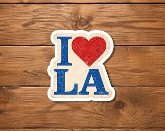 Sticker I Love LA, vintage Los Angeles hart gestanst vinyl sticker