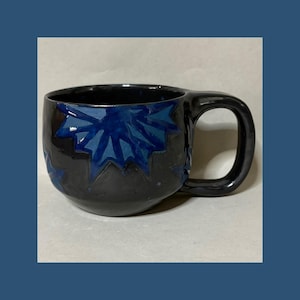 Blue Star Porcelain Mug – Handmade Studio Pottery - Ceramic Home Decor - Unique Design - Functional Art