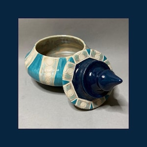 Blue Point Porcelain Container - Handmade Studio Pottery - Lidded Home Decor - Unique Storage - Functional Art