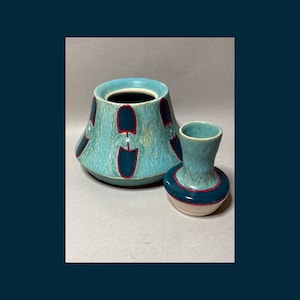 Turquoise Bell Container - Handmade Studio Pottery - Lidded Porcelain Home Decor - Unique Trinket Storage - Functional Art - Birthday Gift