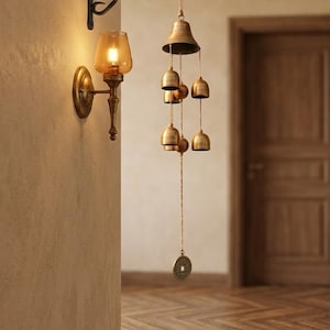Japanese Copper Bell Wind Chimes – Feng Shui Home Decor, Lucky Entrance Hanging, Positive Energy Ornament for Indoor Outdoor Use