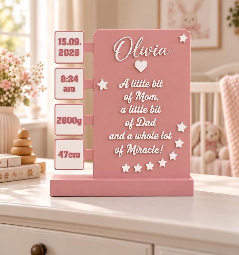 Personalized New Born Baby Birth Stats Sign, Custom Name Nursery Decor ...