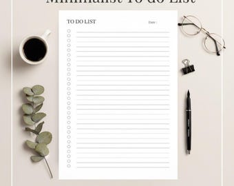 Lista de tareas minimalista imprimible/Planificador diario (descarga digital, tamaño A4/carta de EE. UU.)