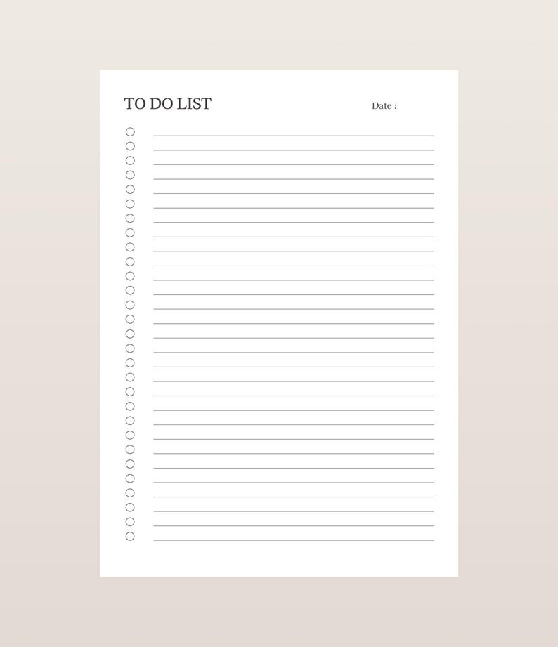 Minimalist to Do List Printable | Daily Task Planner (digital Download ...