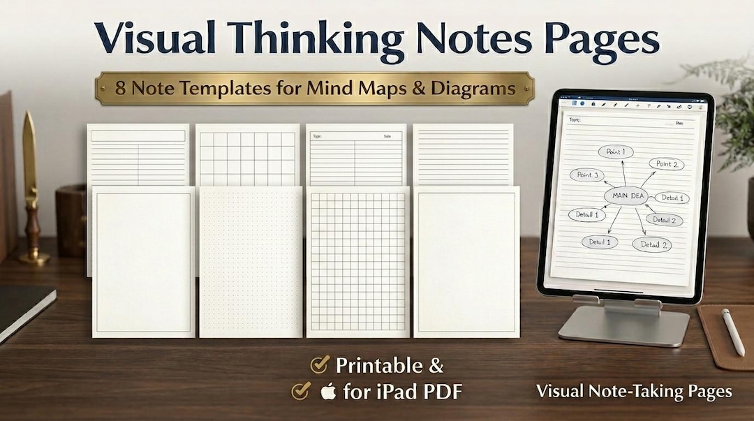 Mind Map Note Design Mind Map Note Templates, Visual Thinking iPad PDF (printable Digital ...