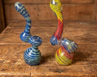 Pipa in vetro con vortici vivaci – Design a cucchiaio colorato, pezzo unico e artistico in vetro