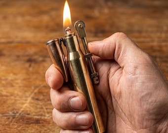 Vintage Brass Bullet Lighter – Metro 2033 Inspired Design, 6 Inch Statement Lighter, Unique Collectible Metal Lighter