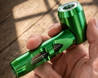 Pipa in metallo e vetro con braciere – Pipa moderna in alluminio, pipa tascabile resistente, design elegante