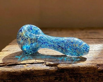 Pipa de cristal Galaxia Azul – Diseño de cuchara hecha a mano, cristal artístico