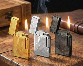 Luxury engraved anime - style metal lighter with detailed carved lines , collectible lighter