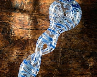 Blue Swirl handgemaakt stuk glas met artistiek gedraaid ontwerp – Uniek decoratief glaskunstcadeau