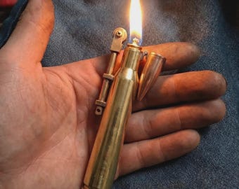 Vintage Brass Bullet Lighter – Metro 2033 Inspired Design, 6 Inch Statement Lighter, old style lighter , lighter for men