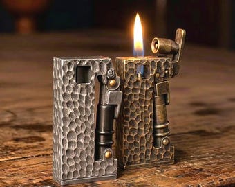 Accendino da trincea in stile retrò – Accendino tascabile in metallo con rotella di pietra focaia ricaricabile, design classico a pressione, regalo EDC