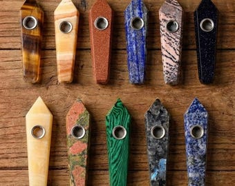 Pipa in cristallo fatta a mano – Un regalo unico: pipa da tabacco in quarzo con gemma
