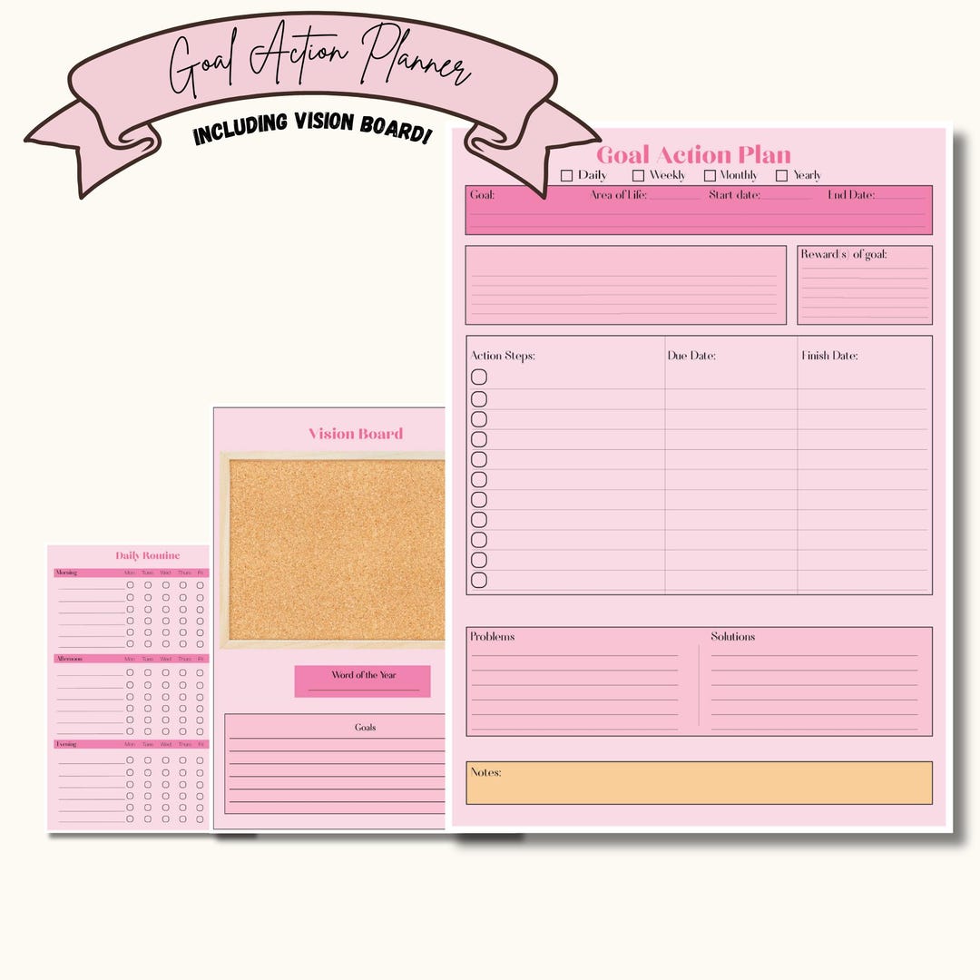 Goal Planner | Vision Board | Daily, Weekly, Monthly, Yearly Goal ...