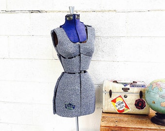 DRESS FORM | Vintage Dressmaker Dummy | Adjustable Sewing Mannequin | Industrial Store Display | Photography Prop | Quality Queen Size A |