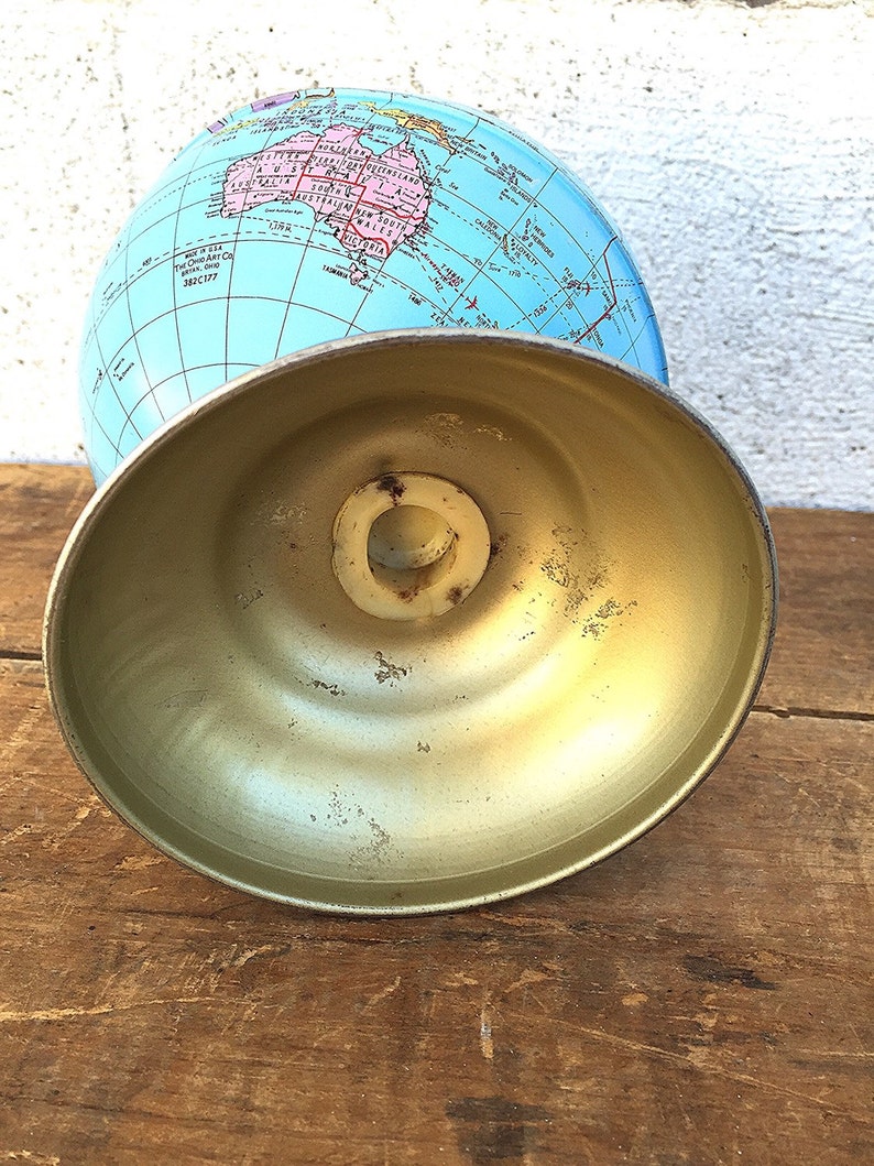 World GLOBE BANK Vintage Ohio Art Small Metal Globe Litho Etsy