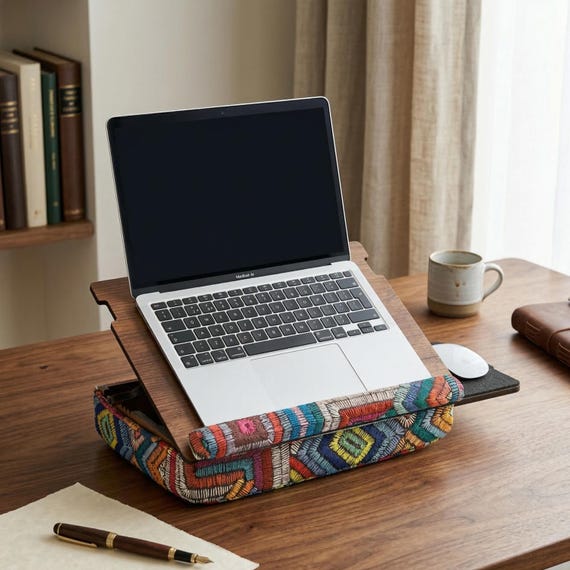 Adjustable Cushioned Lap Desk, Laptop Stand for Bed & Couch, Home Office Workstation, Laptop Tray