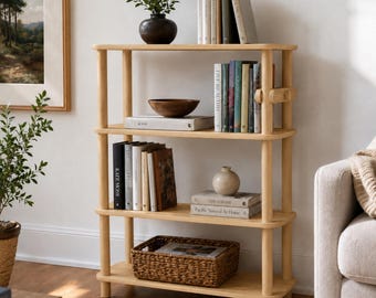 Small Bookcase, Low Bookshelf, Narrow Open Shelf, 3 or 4 Tier Book Storage