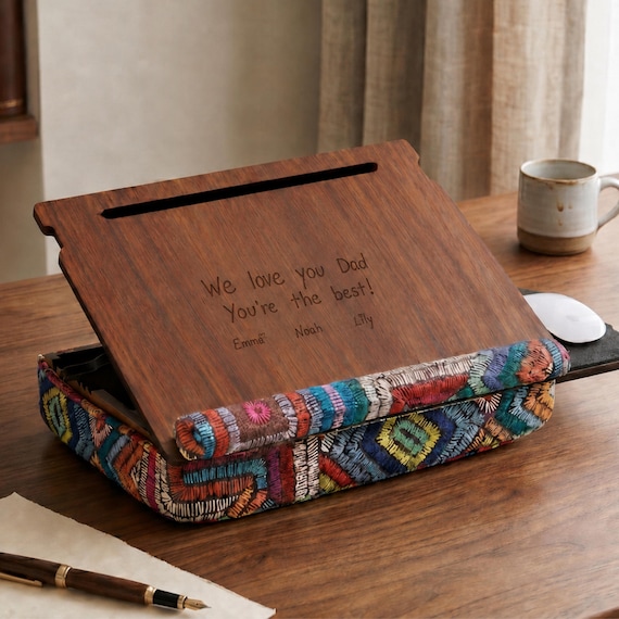 Personalized Wooden Lap Desk with Mouse Pad, Custom Engraved Gift