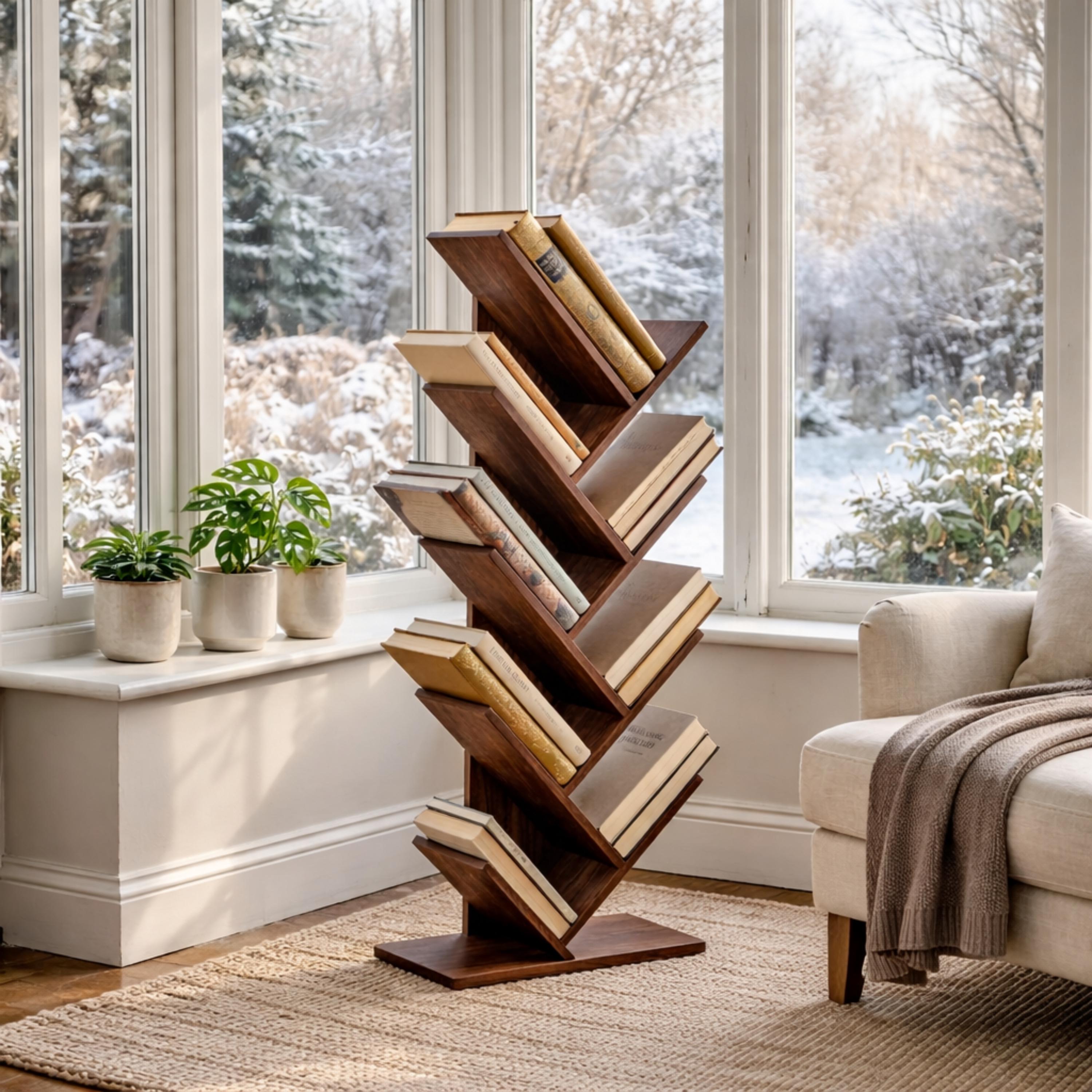 Next Tree Bookcase Tree Bookshelf, Floor Standing Wooden Bookcase, Space Saving Book ...