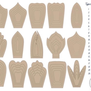 Plantilla de flores de papel gigantes (20 tipos) PDF