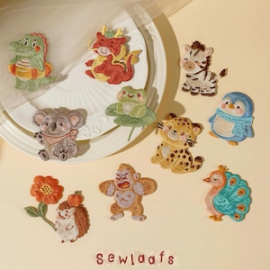 Broderade djur-strykmärken: Barnkläderdekor, DIY-applikationer, synlig lagning