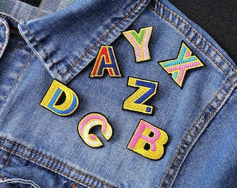 Embroidered Alphabet Patch – Colorful Letter Applique, Stick-On or Sew-On, Visible Mending