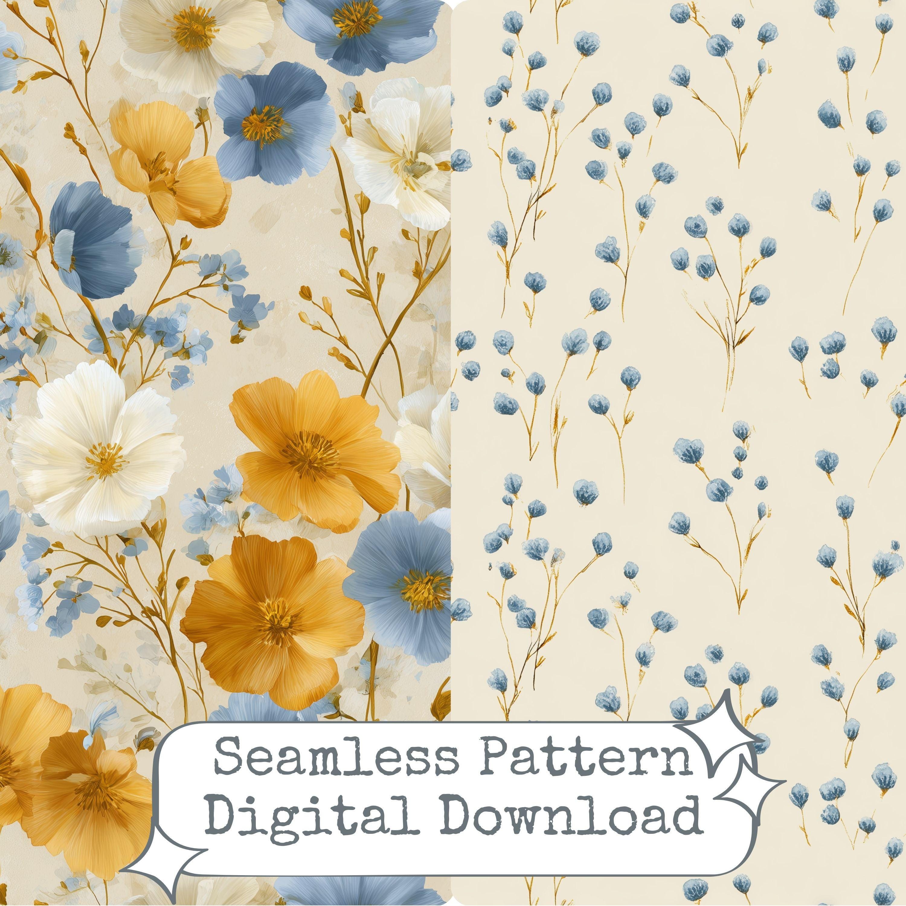 Wildflower Seamless Pattern Bundle, Cottagecore Summer Digital Paper ...
