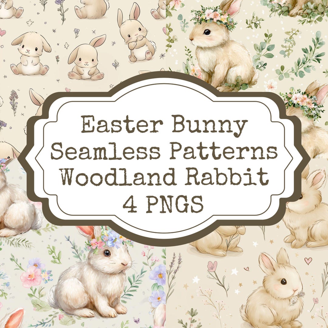 Easter Bunny Seamless Patterns, Woodland Rabbit Digital Paper, Spring ...