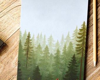 Minimal Forest Notebook – Nature Journal with Tent Illustration (A5)