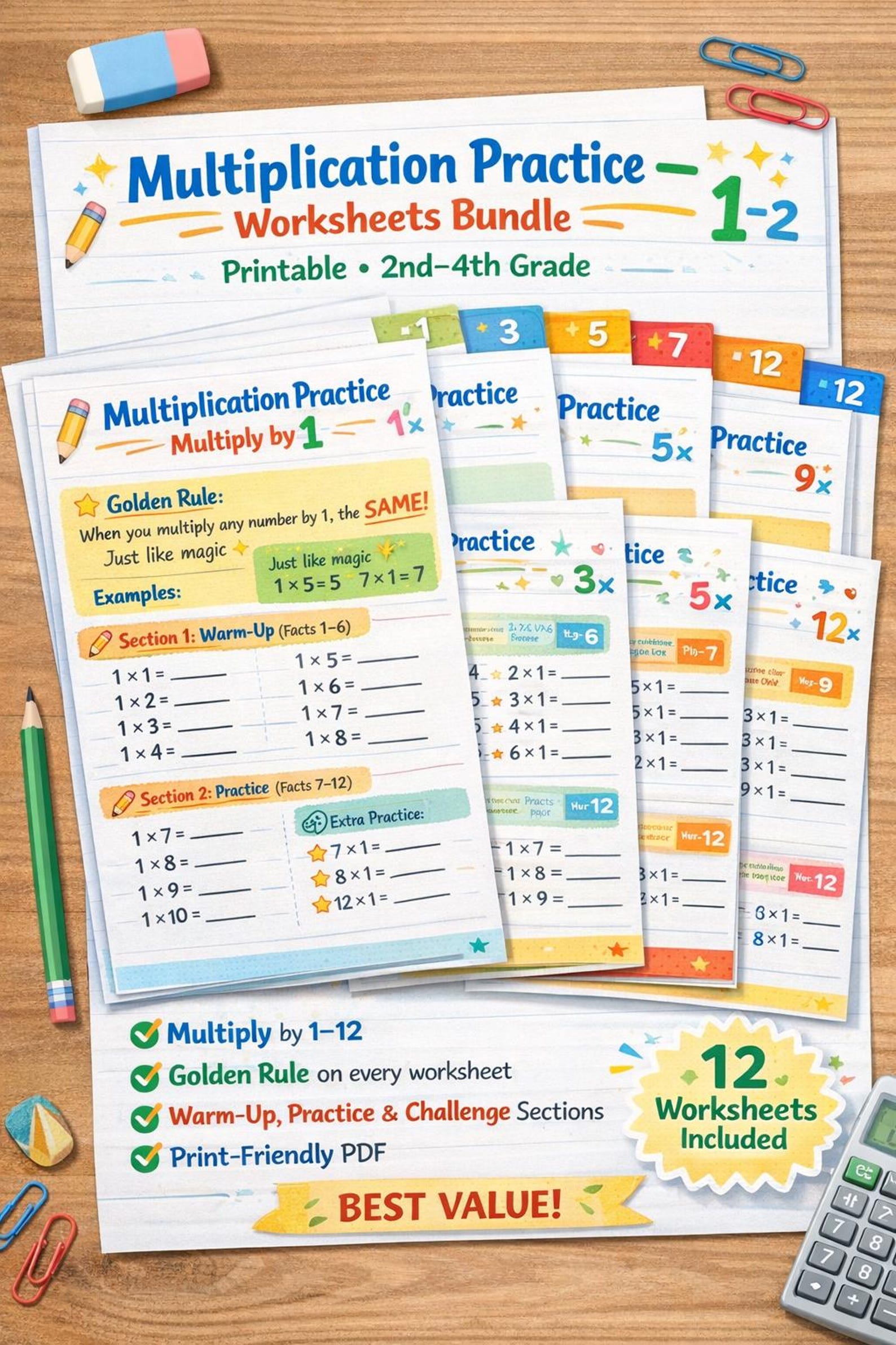 Multiplication Practice Worksheets Bundle (multiply by 1–12) I ...