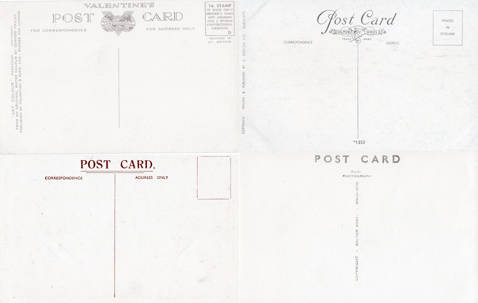 Printable Vintage Postcard Backs Set No. 2 Digital Download Junk ...