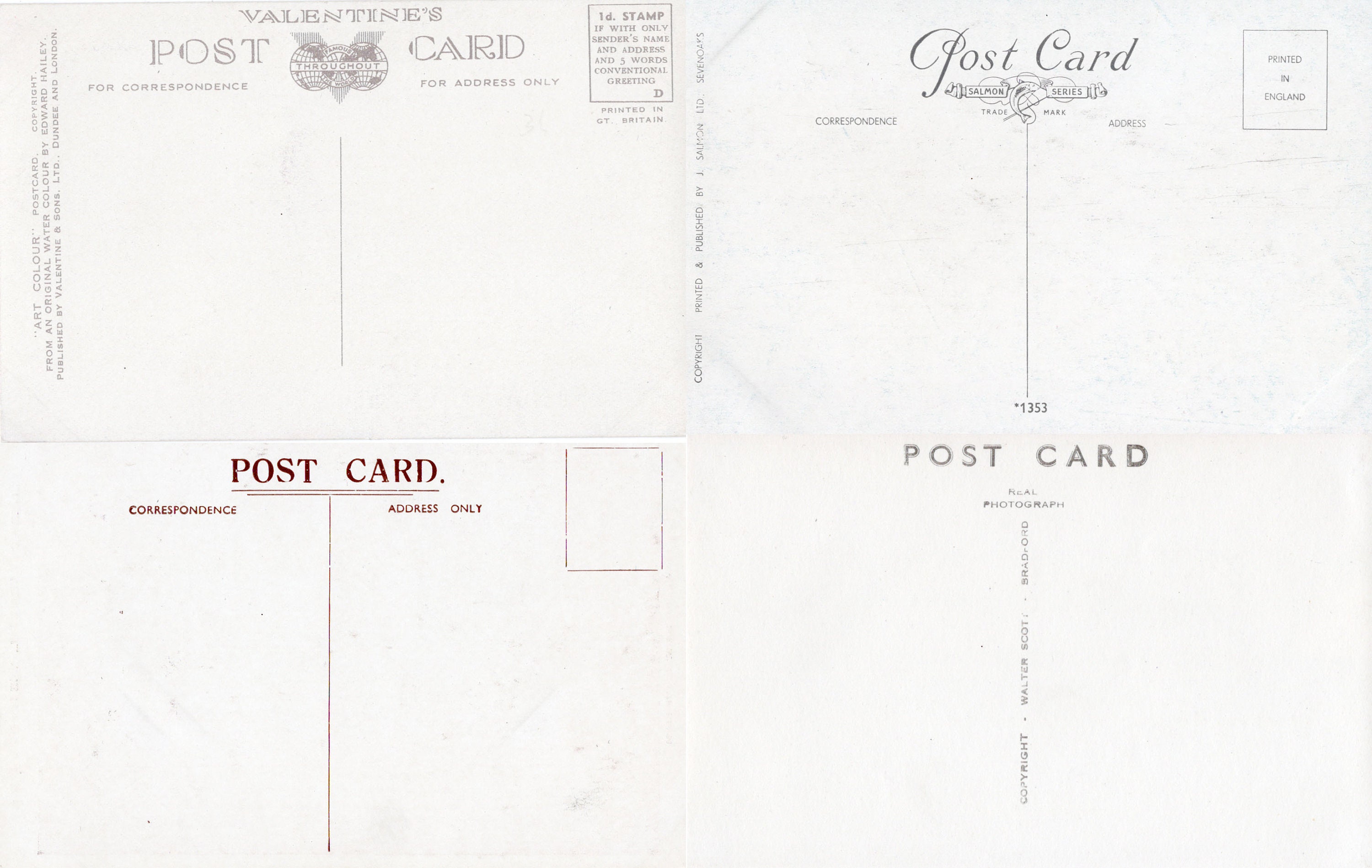 Printable Vintage Postcard Backs Set No. 2 Digital Download Junk Journal, Planner, Traveler's ...
