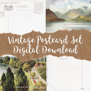 Juego de 8 postales vintage para imprimir: acuarelas, descarga digital, diario basura, plan, cuaderno de viaje, álbum de fotos, álbum de recortes