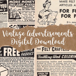Druckbar | 5-teiliges berufstätige Frau Set, Vintage Werbung | Digitaler Download | Junk Journal, Traveler's Notebook, Fotoalbum, Sammelalbum