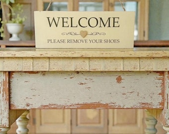 Welcome Please Remove Your Shoes Hanging Door Sign