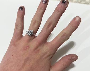 Handmade Wire Wrapped Rosebud ring, can be a midi or a regular band