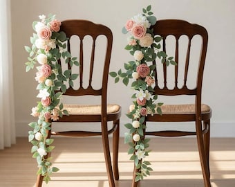 10pcs Wedding Aisle Decor, Floral Swag for Wedding Arch, Pink Blush & Cream Flowers, Wedding Shower Gift, Artificial Pew Flowers