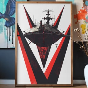 Arte constructivista de un módulo lunar: póster espacial impactante (descarga digital)